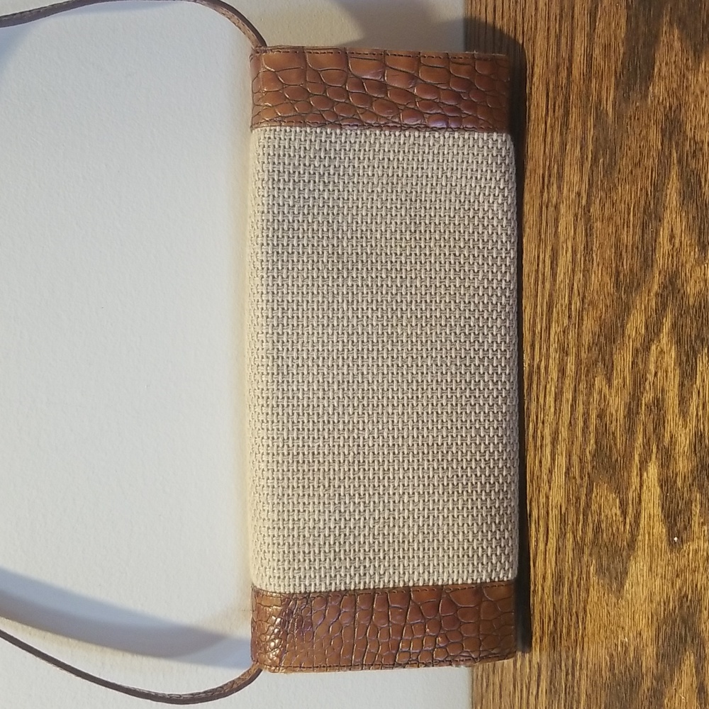 Brahmin Pecan Brown Croc Embossed Leather & Mesh Shoulder Bag / Clutch - Picture 4 of 14